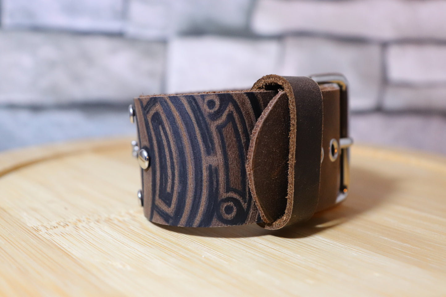 Crop Circles, Paranormal Bracelet, Alien Spaceship with Hand Drawn Crop Circles Arm Belt, Alien Bracelet, Out of this World Lether Bracelet