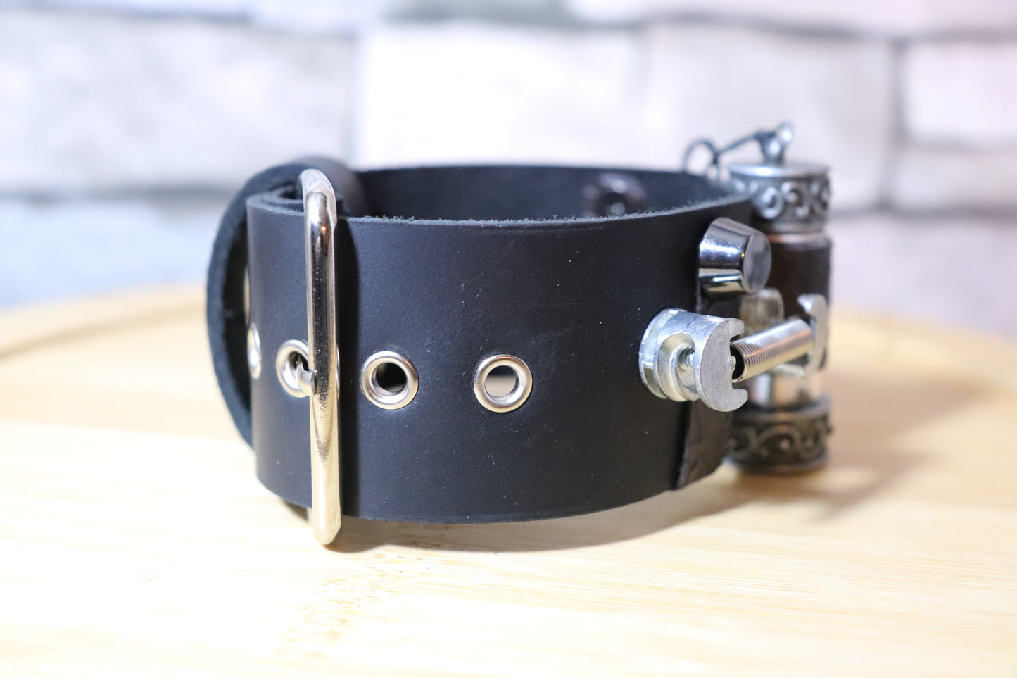 Industrial Viking, Picture in a Bottle Leather Arm Belt, Viking Leather Bracelet, Hidden Art