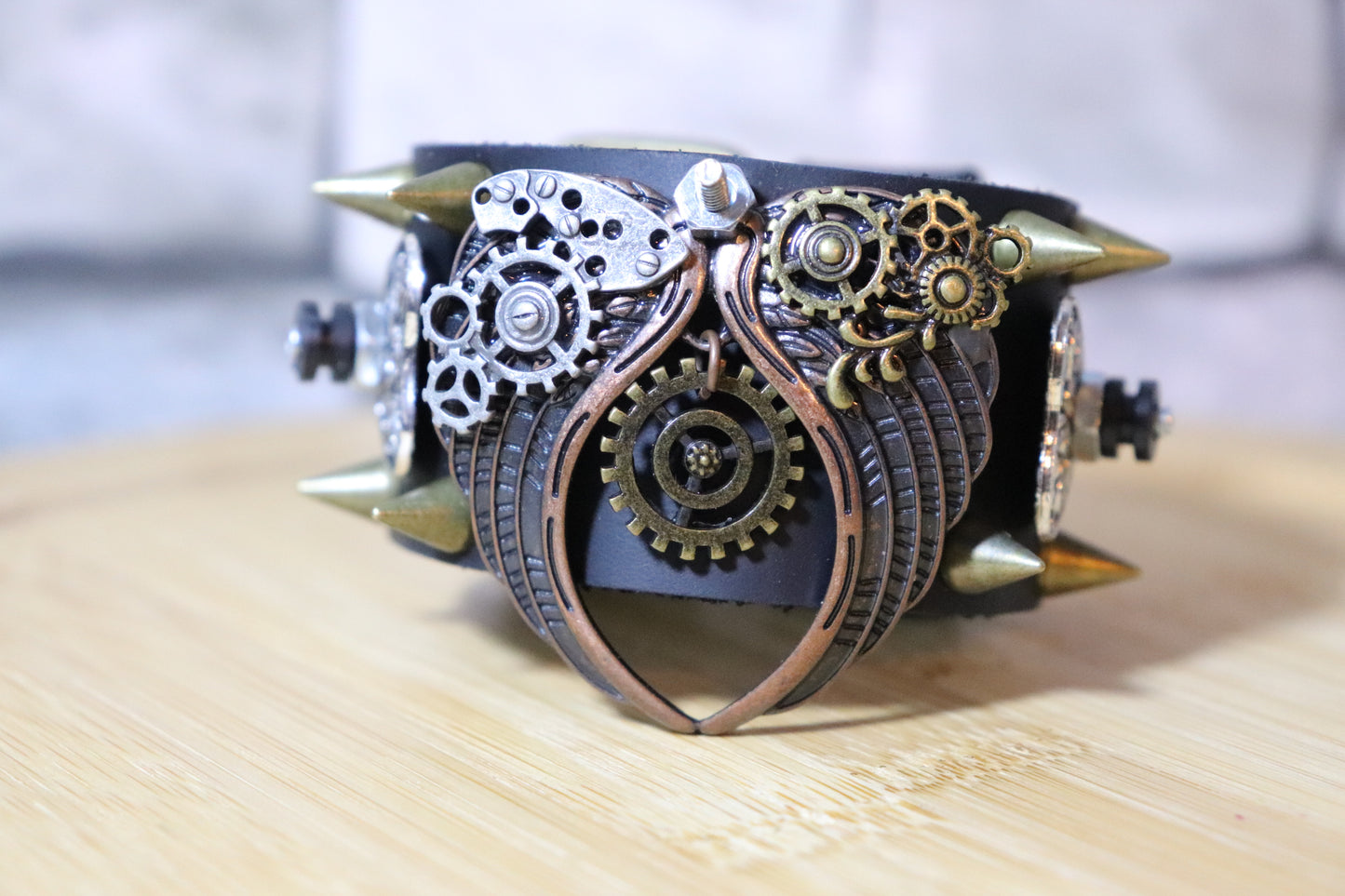 Spirit Wings, Steampunk Leather Arm Belt, Wings and Gears Bracelet, Planchette Arm Band