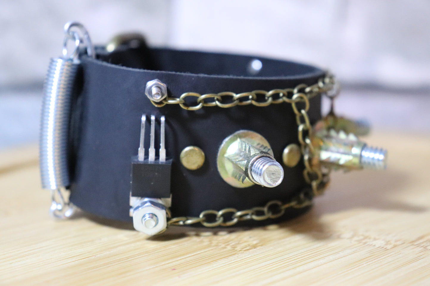 Anger Bolts, Unique Punk Rock Arm Belt, Punk Rock Leather Bracelet, Steampunk Arm Band