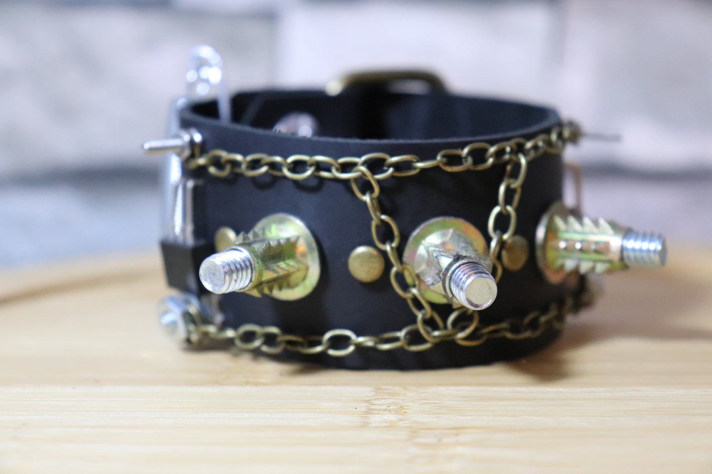 Anger Bolts, Unique Punk Rock Arm Belt, Punk Rock Leather Bracelet, Steampunk Arm Band