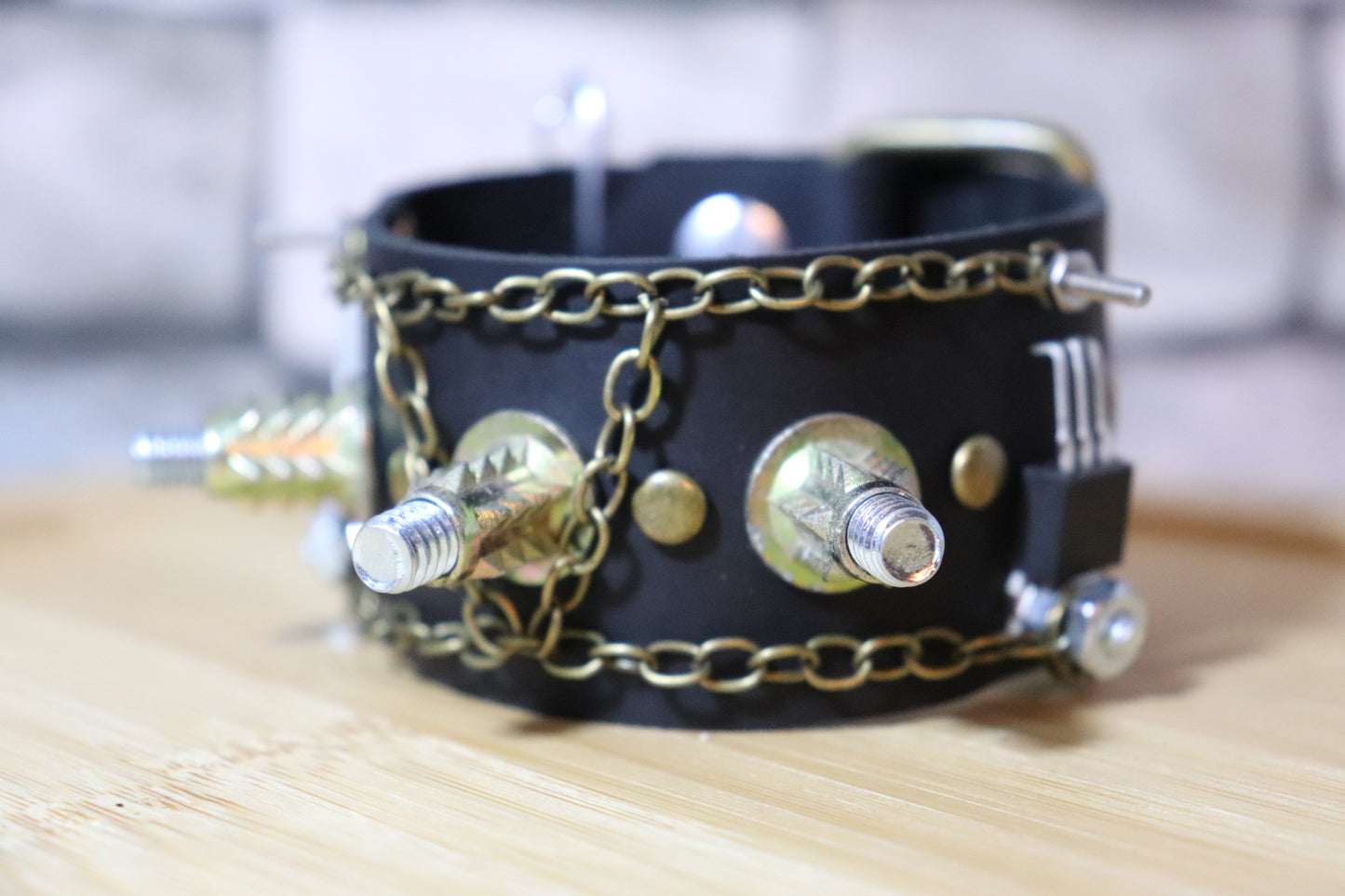 Anger Bolts, Unique Punk Rock Arm Belt, Punk Rock Leather Bracelet, Steampunk Arm Band