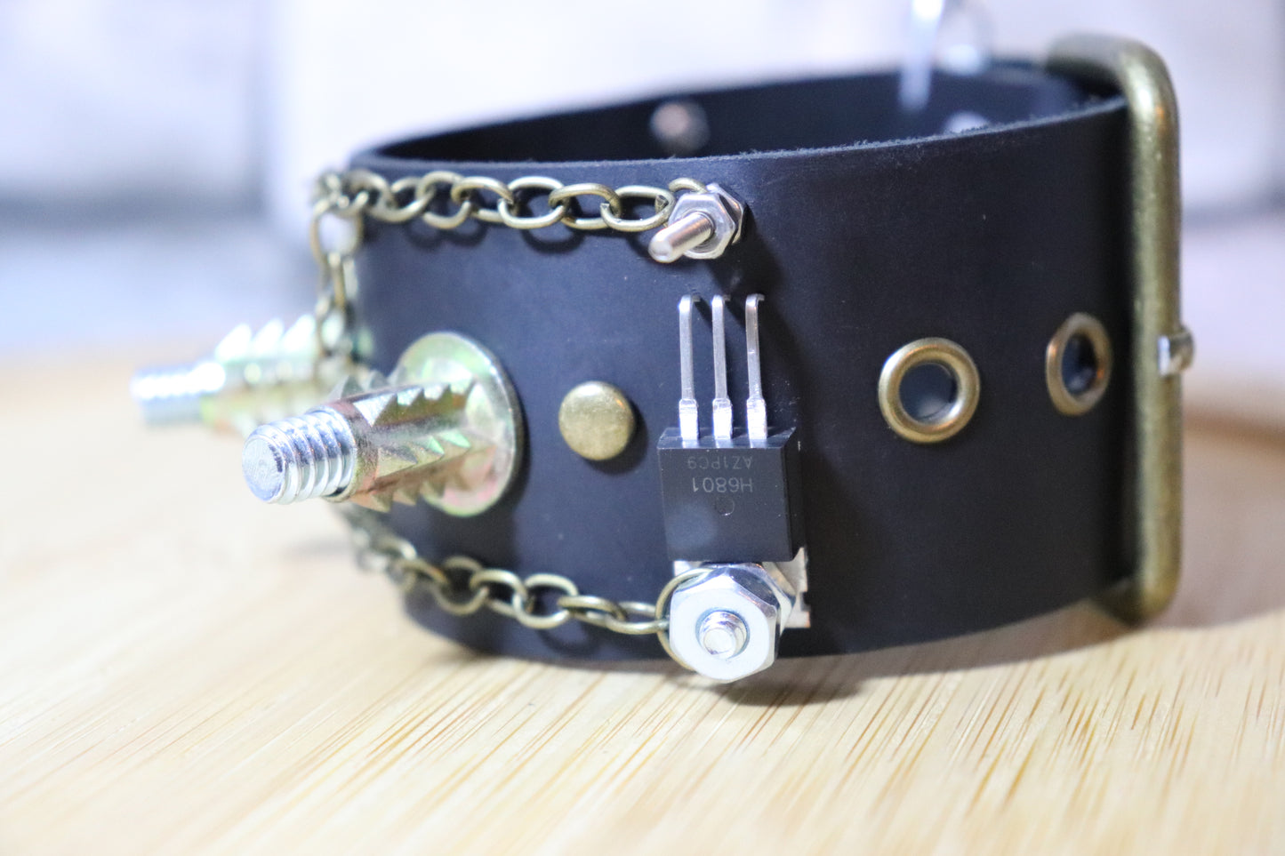 Anger Bolts, Unique Punk Rock Arm Belt, Punk Rock Leather Bracelet, Steampunk Arm Band