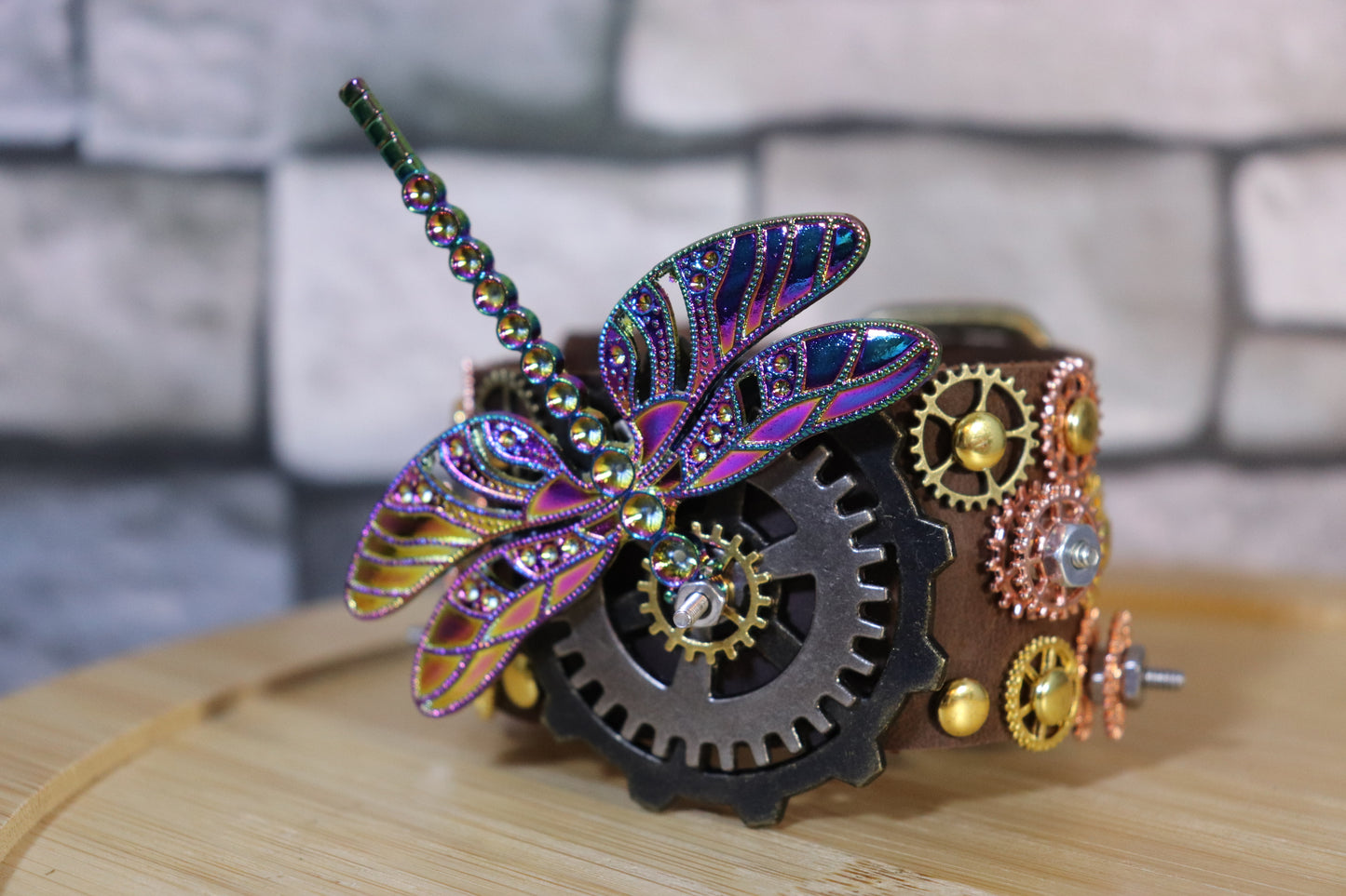 Dragonfly in the Gear Garden, Dragonfly Arm Belt, Steampunk Dragonfly Arm Band, Dragonfly Bracelet, Steampunk Bracelet, Steampunk Dragonfly Arm Belt