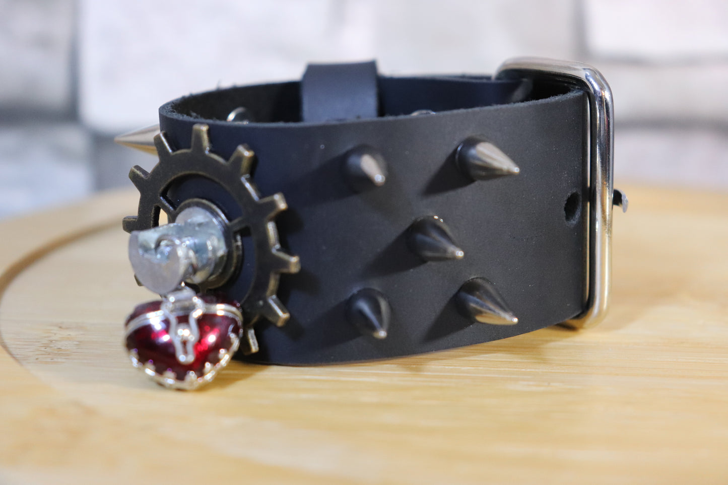 The Heart Attack, Steampunk Arm Band, Heart Locket Arm Belt, Handmade Leather Bracelet, Heart Bracelet